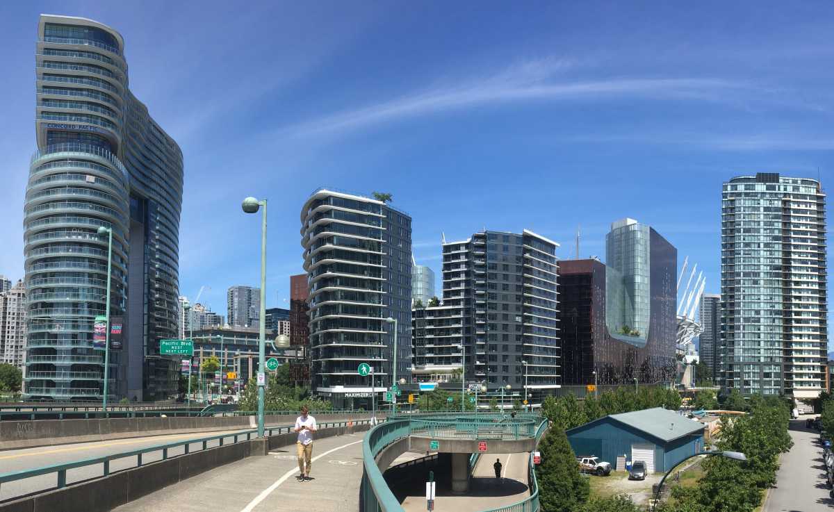 Vancouver's downtown skyline from the Cambie Bridge